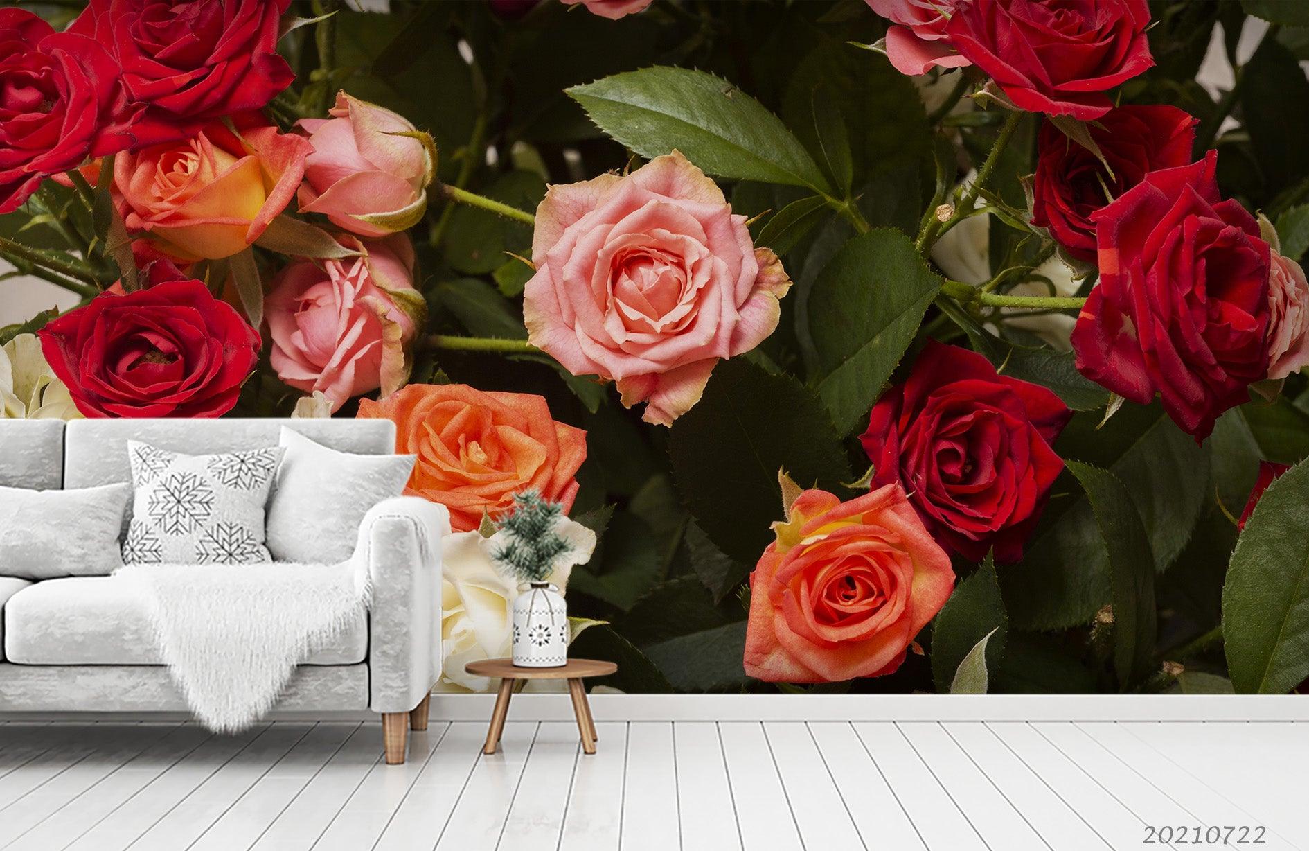 3D Red Rose Floral Wall Mural Wallpaper LQH 496- Jess Art Decoration