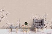 3D Hand Drawn White Floral Tree Plant Wall Mural Wallpaper LXL- Jess Art Decoration