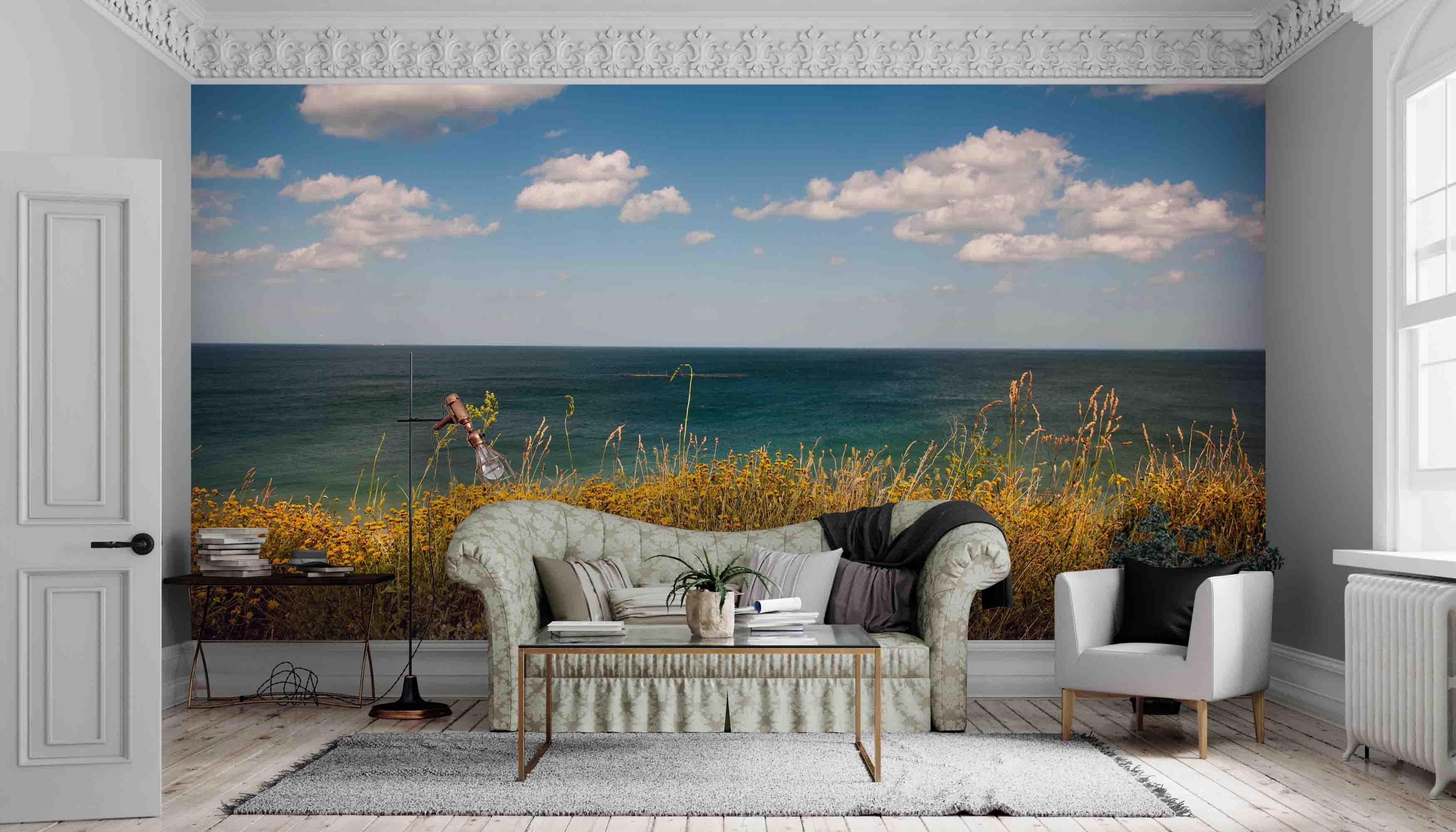 3D Sky Sea Wildflowers Wall Mural Wallpaper SF50- Jess Art Decoration
