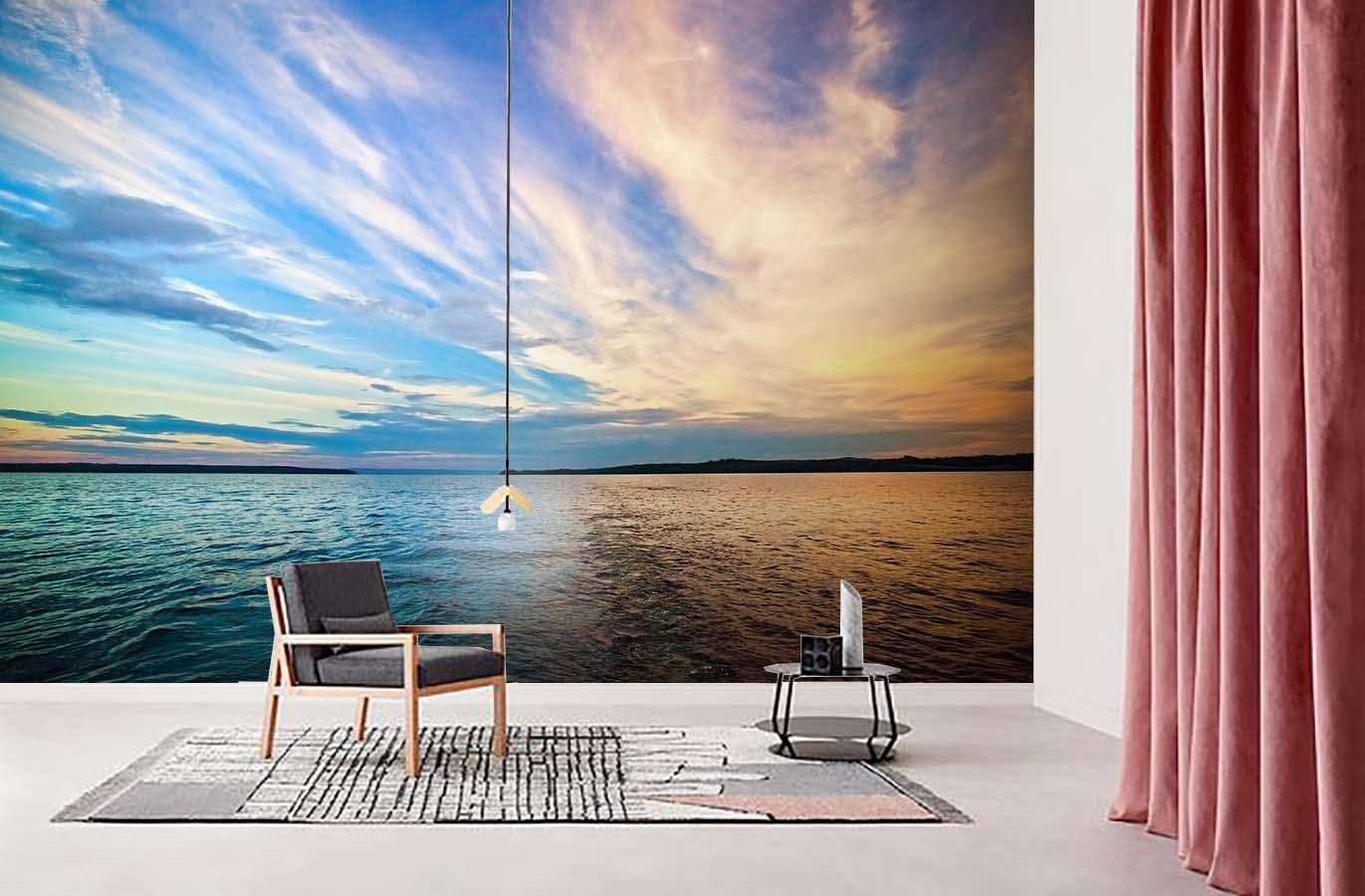 3D Sea Colorful Sky Wall Mural Wallpaper  4- Jess Art Decoration