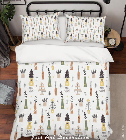 3D Christmas Fir Tree Plant Gift Pattern Quilt Cover Set Bedding Set Duvet Cover Pillowcases LXL- Jess Art Decoration