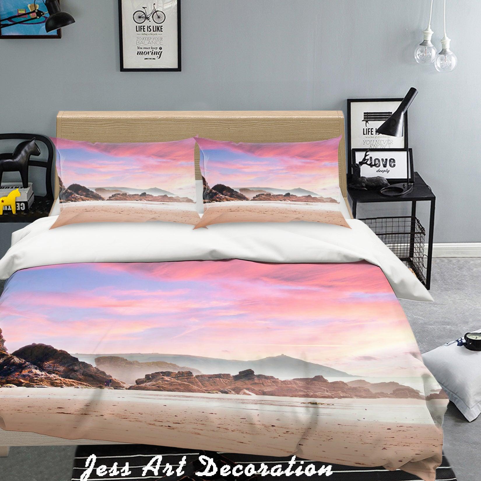 3D  Pink Clouds Desert Mountain Quilt Cover Set Bedding Set Pillowcases  78- Jess Art Decoration