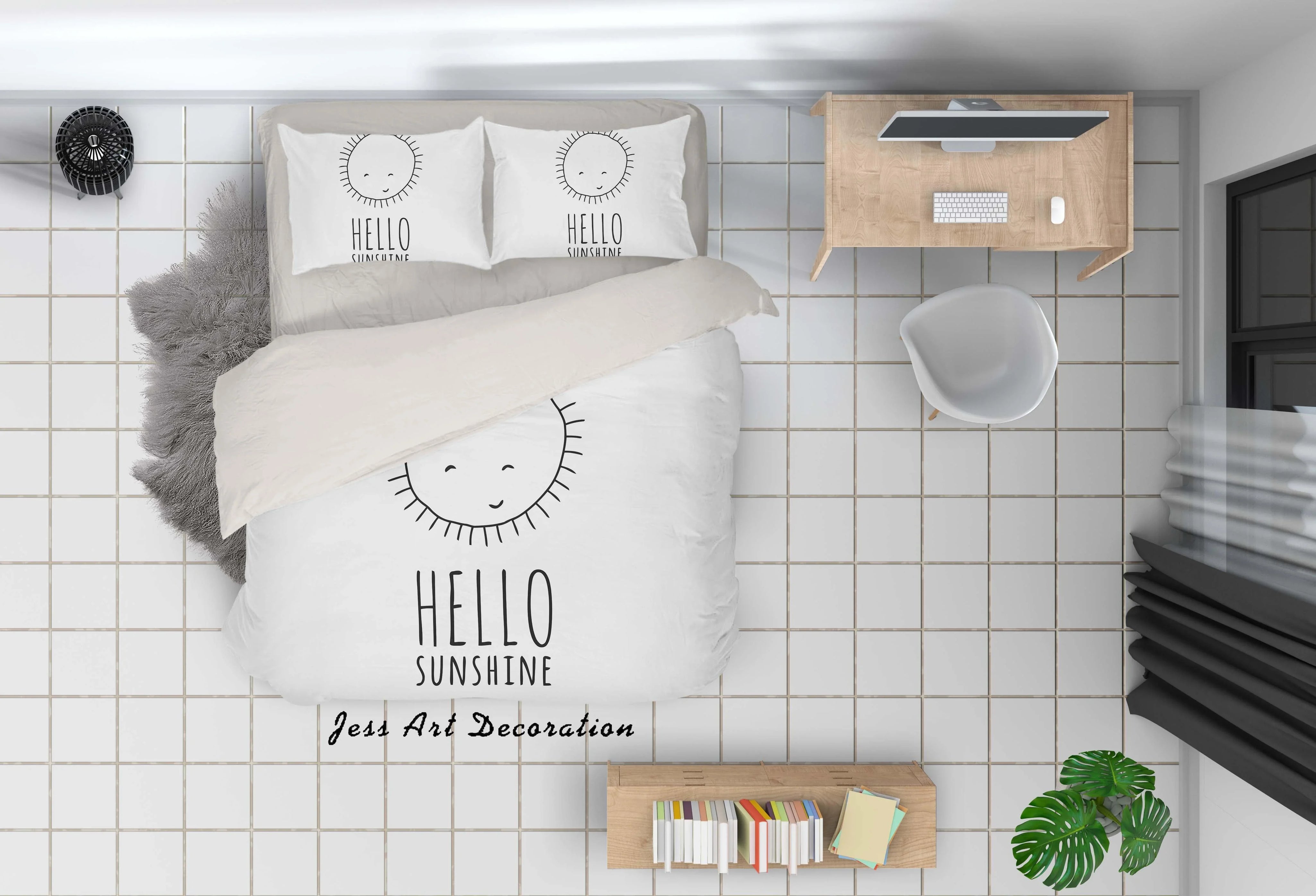 3D White Sun Quilt Cover Set Bedding Set Pillowcases 63- Jess Art Decoration