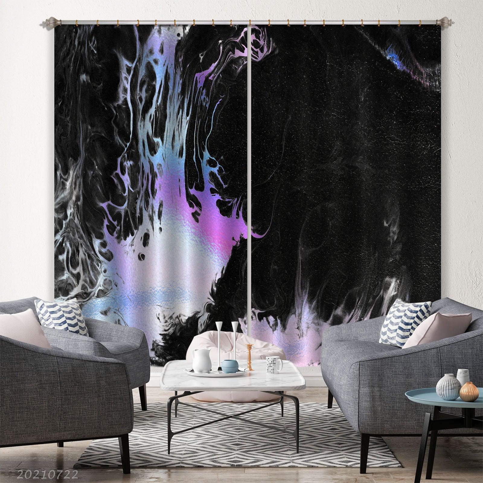 3D Abstract Black Marble Texture Curtains and Drapes LQH 522- Jess Art Decoration
