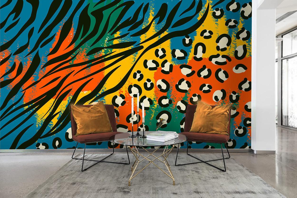 3D Leopard Print Texture bold leopard print pattern wall mural wallpaper for living room