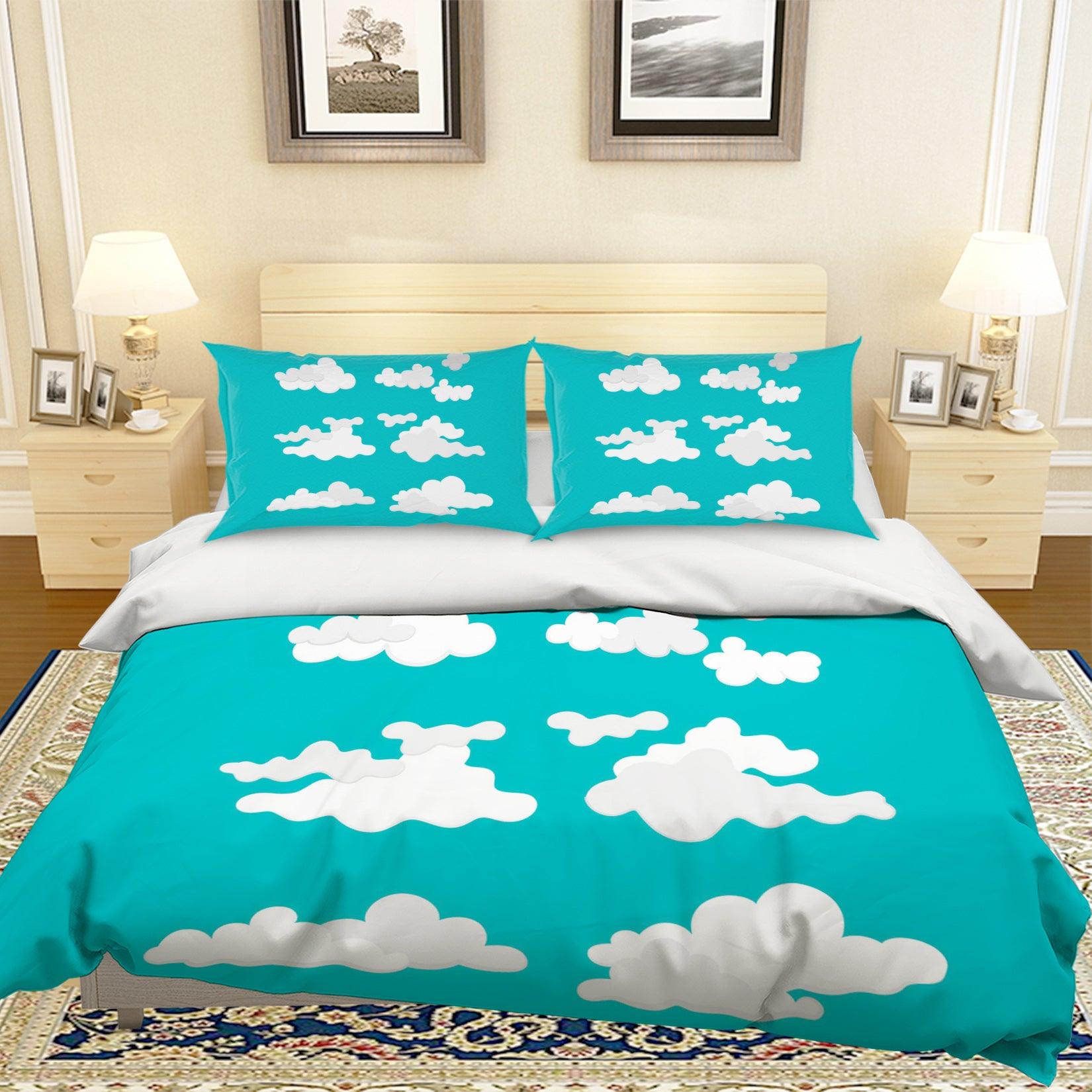 3D Blue Clouds Quilt Cover Set Bedding Set Pillowcases 59- Jess Art Decoration