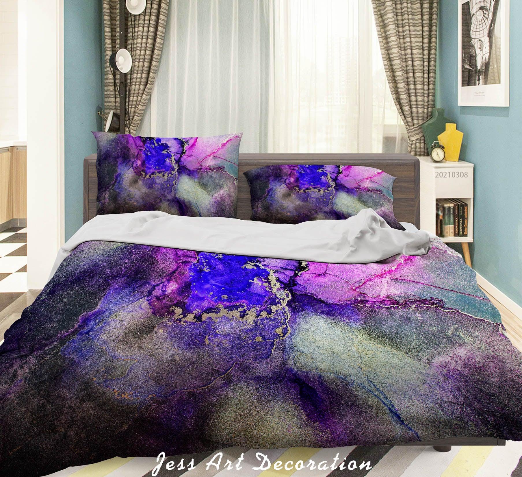 3D Abstract Color Marble Quilt Cover Set Bedding Set Duvet Cover Pillowcases 308- Jess Art Decoration