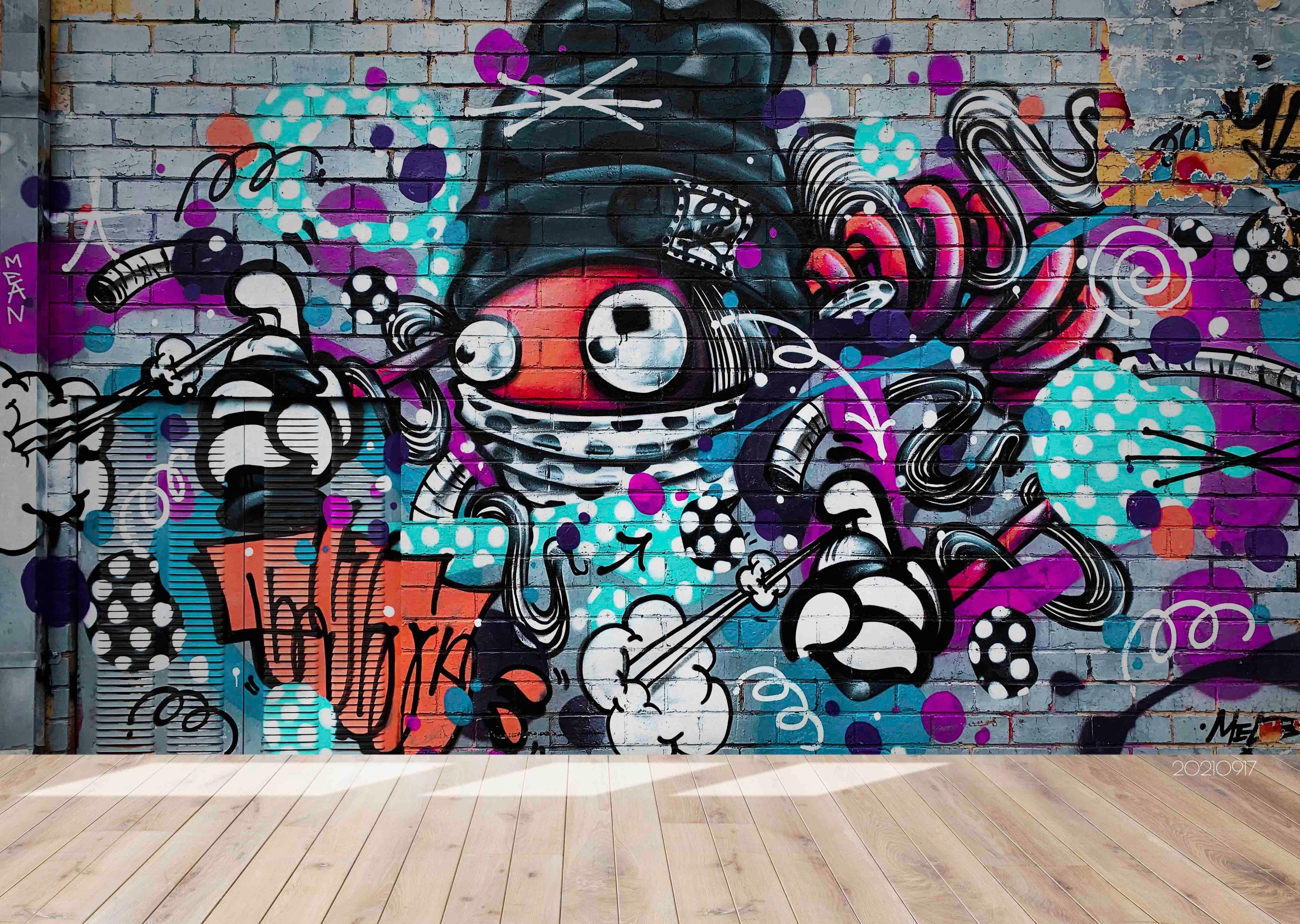 3D Abstract Colored Street Graffiti Wall Mural Wallpaper LQH 48- Jess Art Decoration