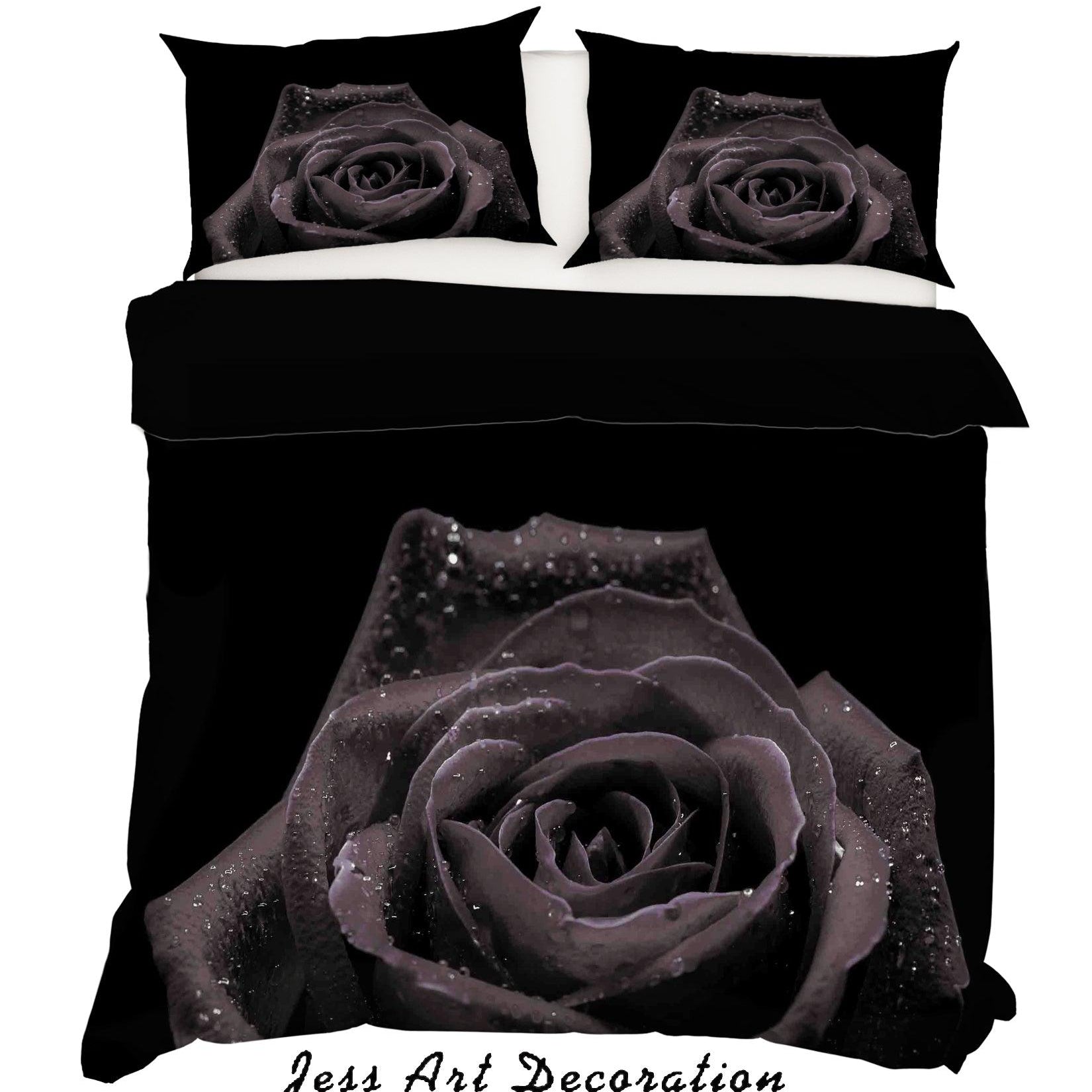 3D Flowers Black Rose Quilt Cover Set Bedding Set Pillowcasesn 44- Jess Art Decoration