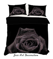 3D Flowers Black Rose Quilt Cover Set Bedding Set Pillowcasesn 44- Jess Art Decoration