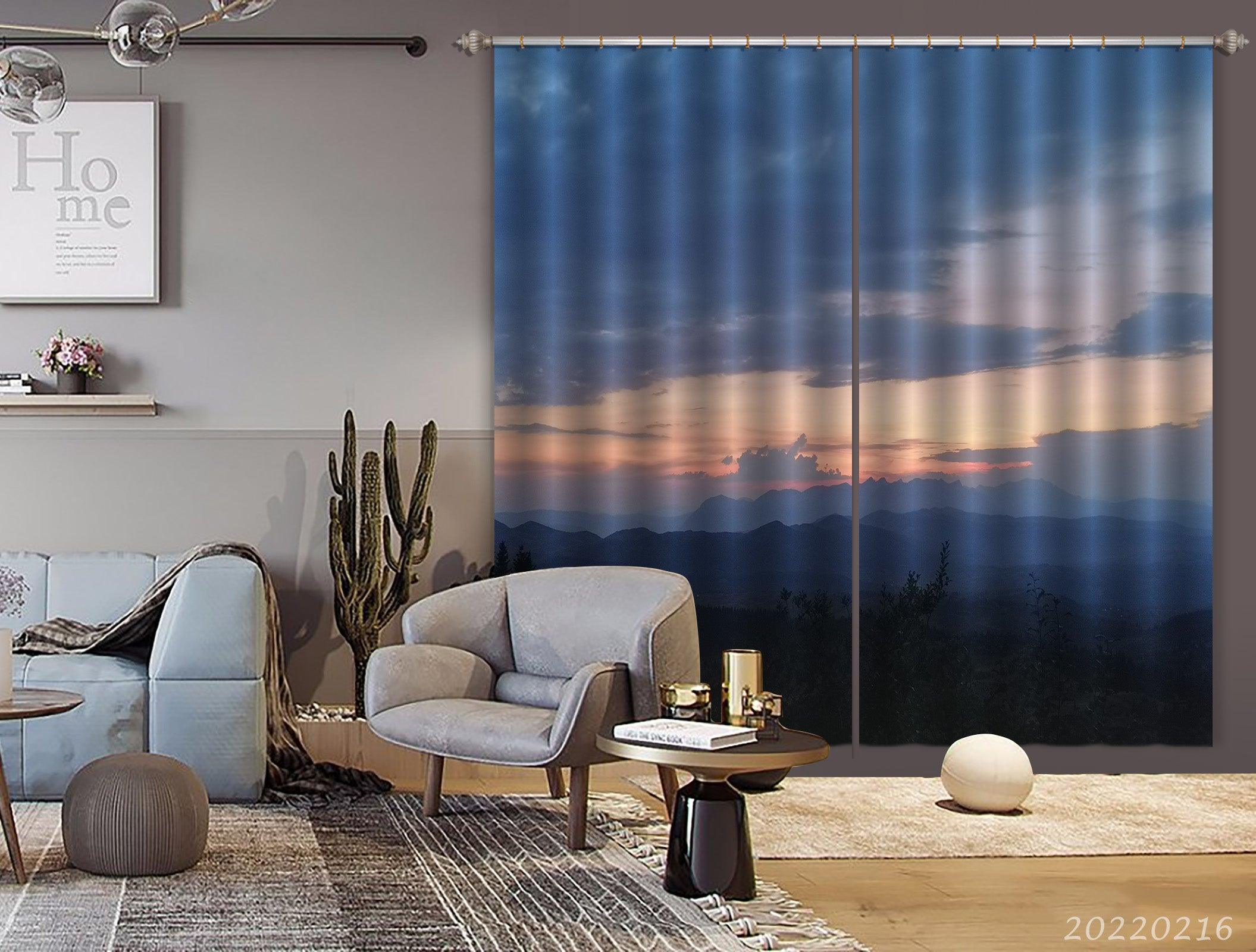 3D Woods Mountain Sky Dark Cloud Curtains and Drapes GD 2007- Jess Art Decoration