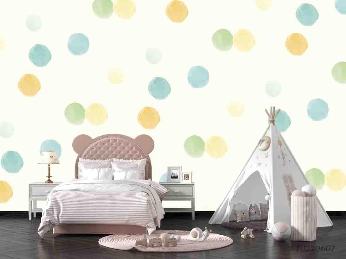 3D Hand Draw Bubble Yellow Blue Green Wall Mural Wallpaper SWW1141- Jess Art Decoration