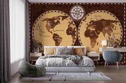 3D Retro Map World Wall Mural Wallpaper SWW4461- Jess Art Decoration
