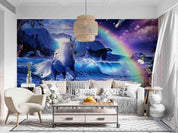 3D Fantasy Blue Stars Horse Rainbow Mountain Wave Wall Mural Wallpaper GD 3006- Jess Art Decoration