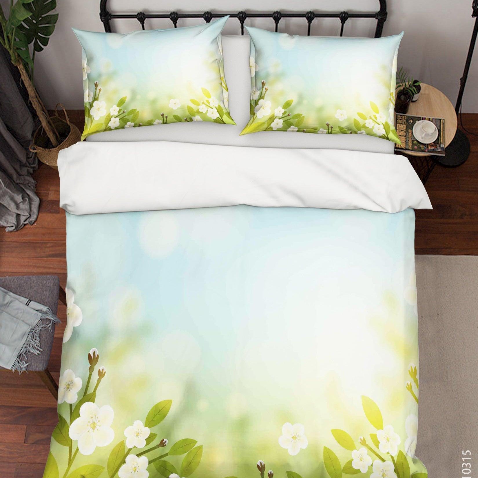3D Watercolor White Floral Quilt Cover Set Bedding Set Duvet Cover Pillowcases 89- Jess Art Decoration