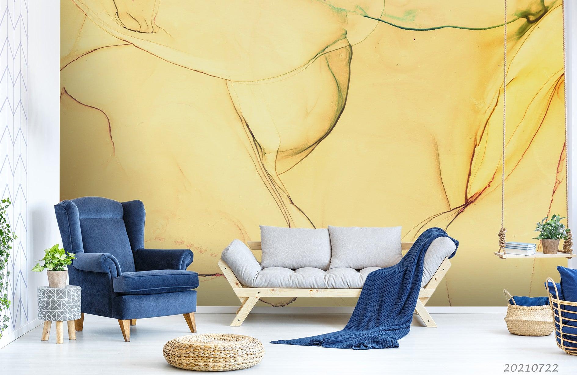 3D Watercolor Golden Marble Texture Wall Mural Wallpaper LQH 467- Jess Art Decoration