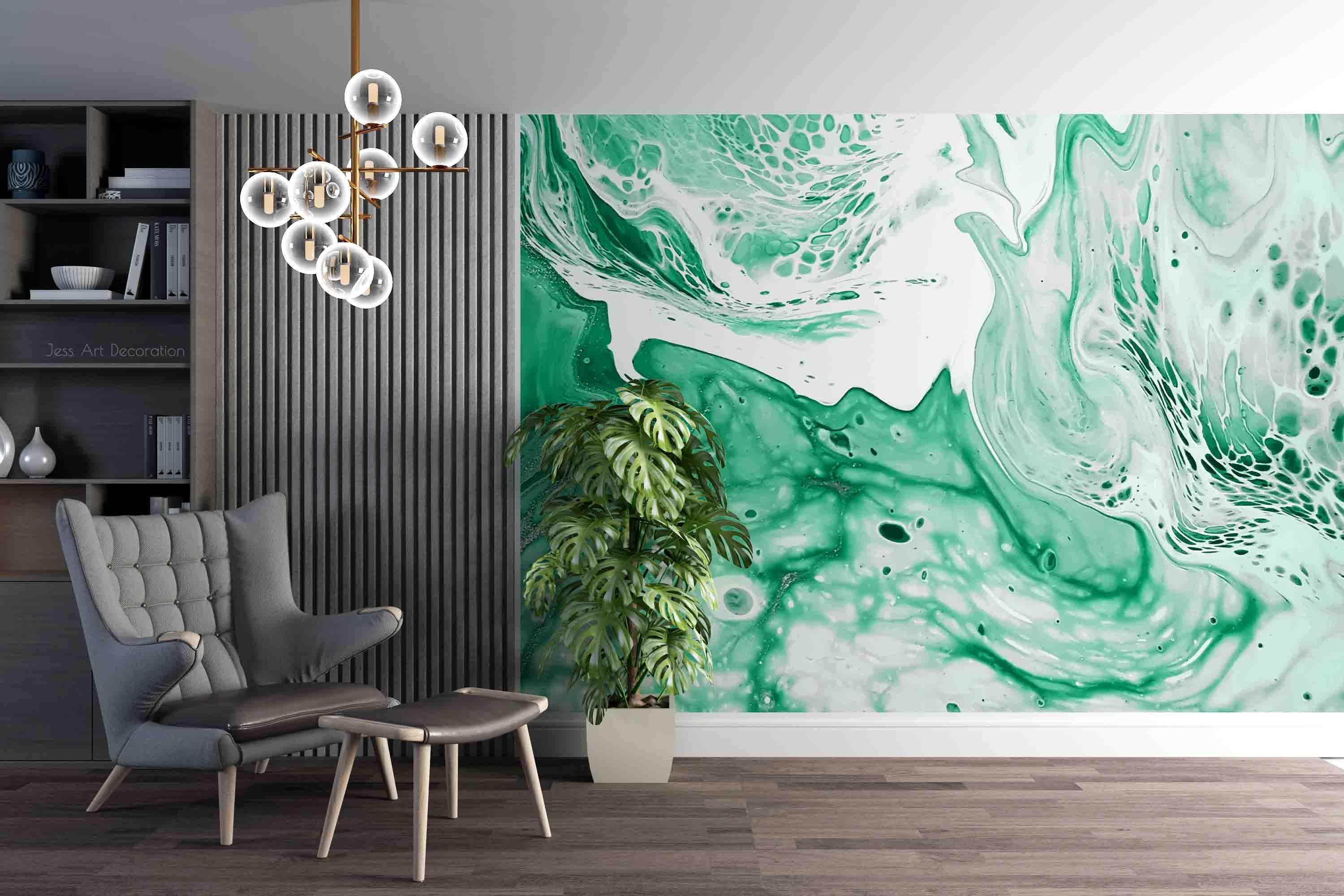 3D Green White Marble Texture Wall Mural Wallpaper GD 2889- Jess Art Decoration