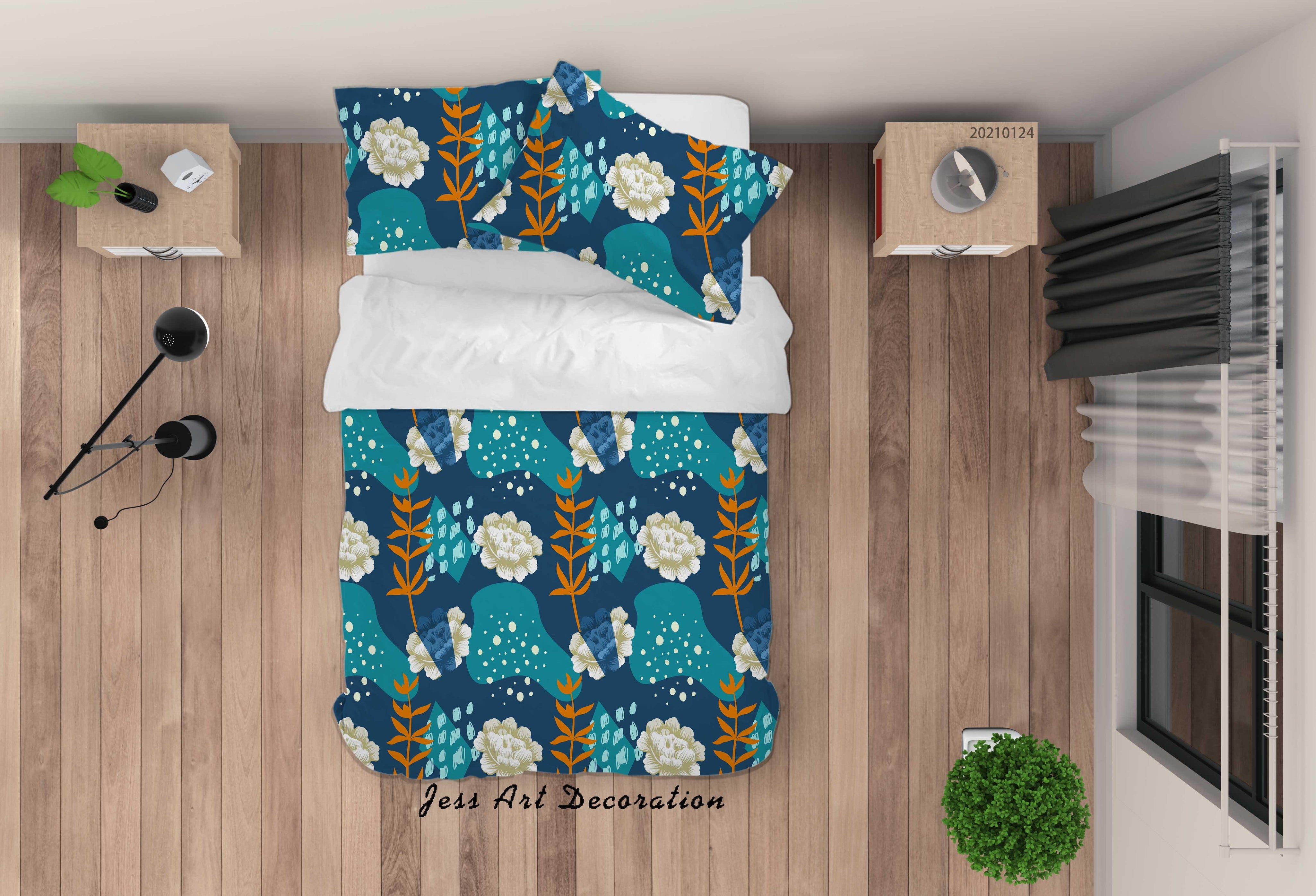3D Abstract Floral Leaves Quilt Cover Set Bedding Set Duvet Cover Pillowcases 95- Jess Art Decoration