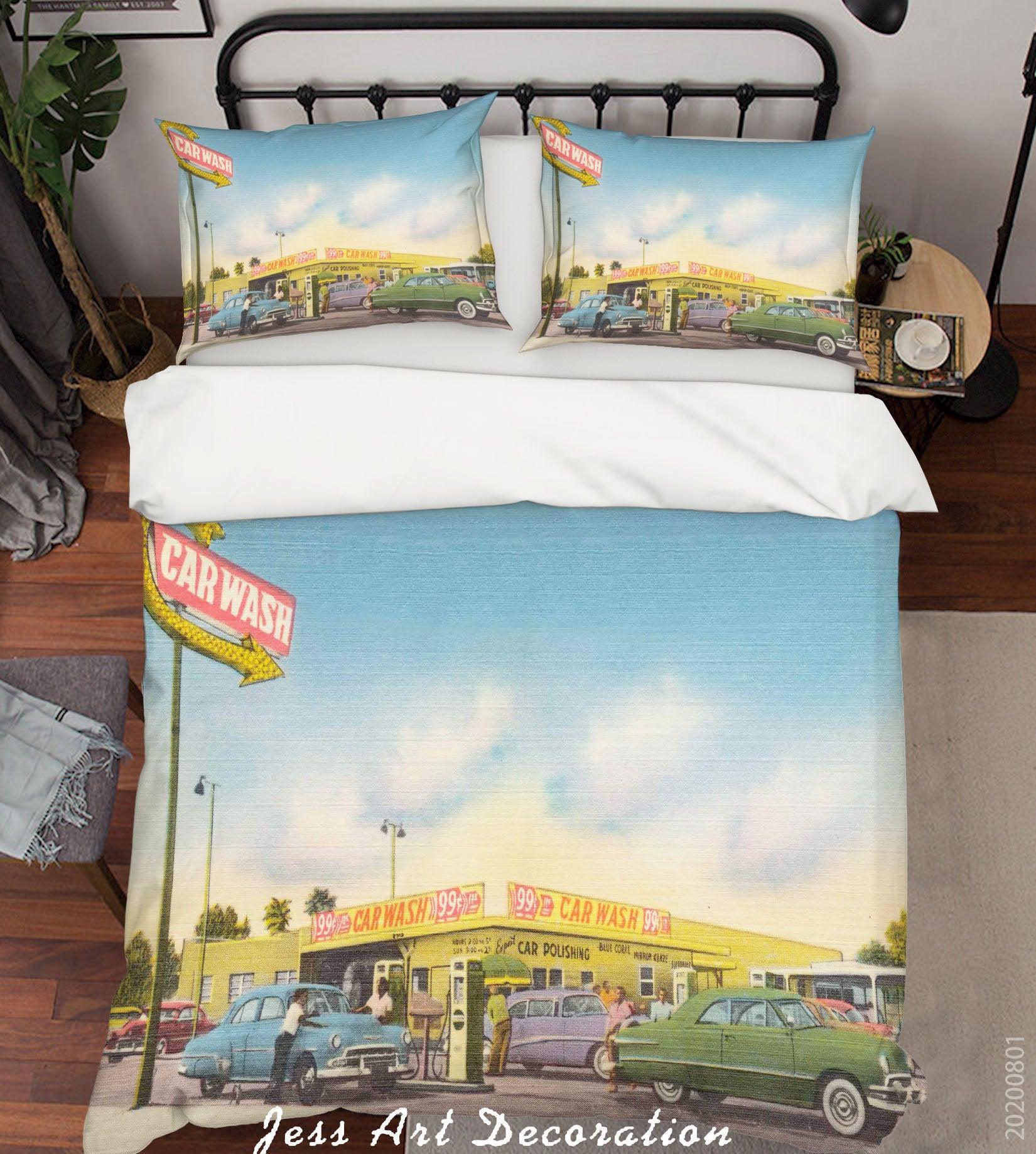 3D Cartoon Street View Car Wish Quilt Cover Set Bedding Set Duvet Cover Pillowcases LXL 205- Jess Art Decoration