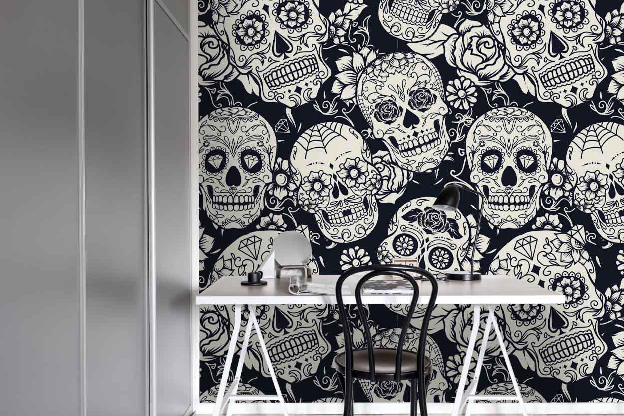 3D Floral Skull Wall Mural Wallpaper 31- Jess Art Decoration