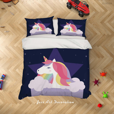 3D Dark Unicorn Quilt Cover Set Bedding Set Duvet Cover Pillowcases SF244- Jess Art Decoration