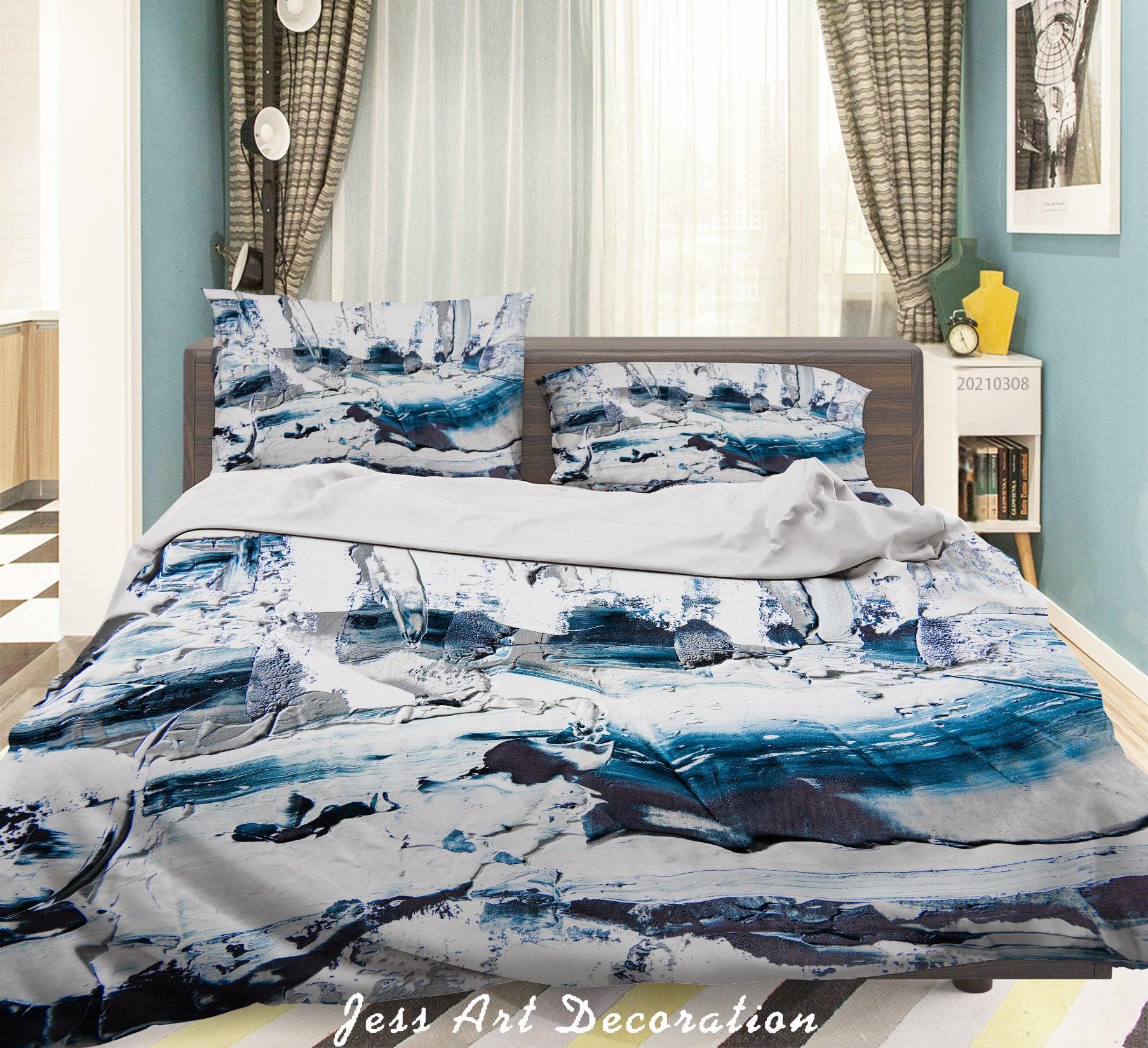 3D Abstract Blue Graffiti Quilt Cover Set Bedding Set Duvet Cover Pillowcases 280- Jess Art Decoration
