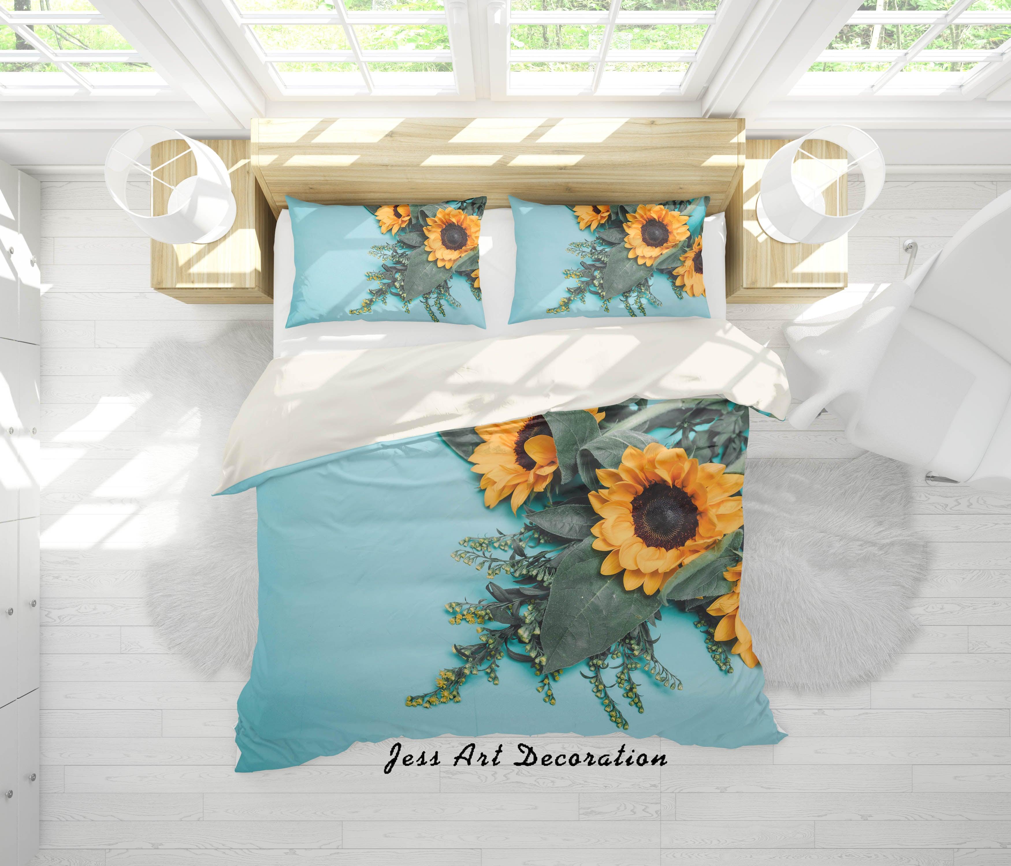 3D Yellow Daisy Floral Quilt Cover Set Bedding Set Pillowcases 83- Jess Art Decoration