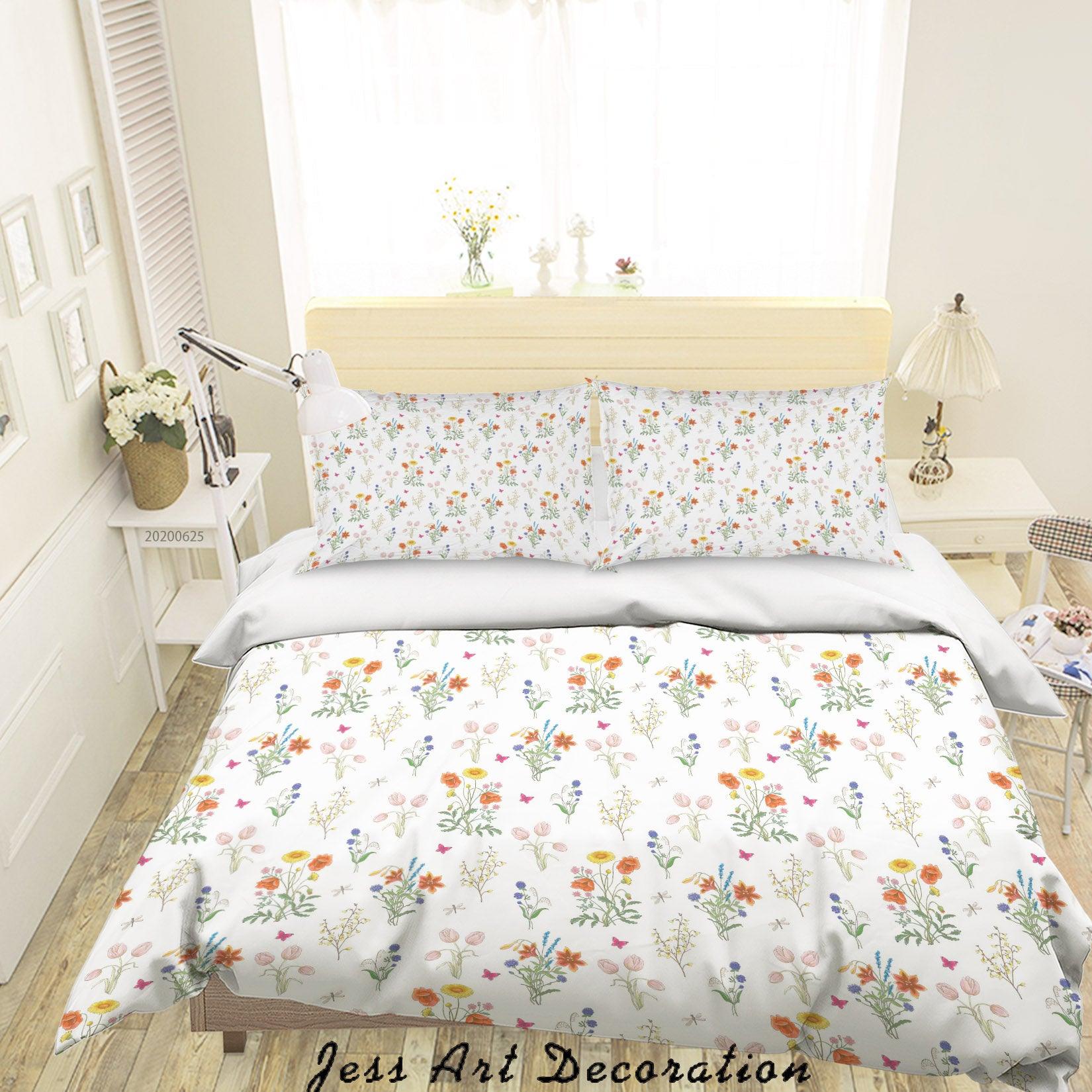 3D White Floral Quilt Cover Set Bedding Set Duvet Cover Pillowcases SF138- Jess Art Decoration