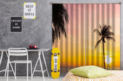 3D Landscape Ocean Silhouette Coconut Tree Sunset Curtains and Drapes GD 3750- Jess Art Decoration