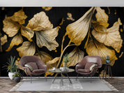 3D Vintage Elegant Golden Floral Wall Mural Wallpaper GD 1894- Jess Art Decoration