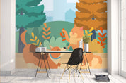 3D Cartoon Forest Animals Wall Mural Wallpaper 46- Jess Art Decoration