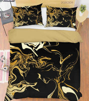 3D Black Gold Marble Quilt Cover Set Bedding Set Duvet Cover Pillowcases 263- Jess Art Decoration