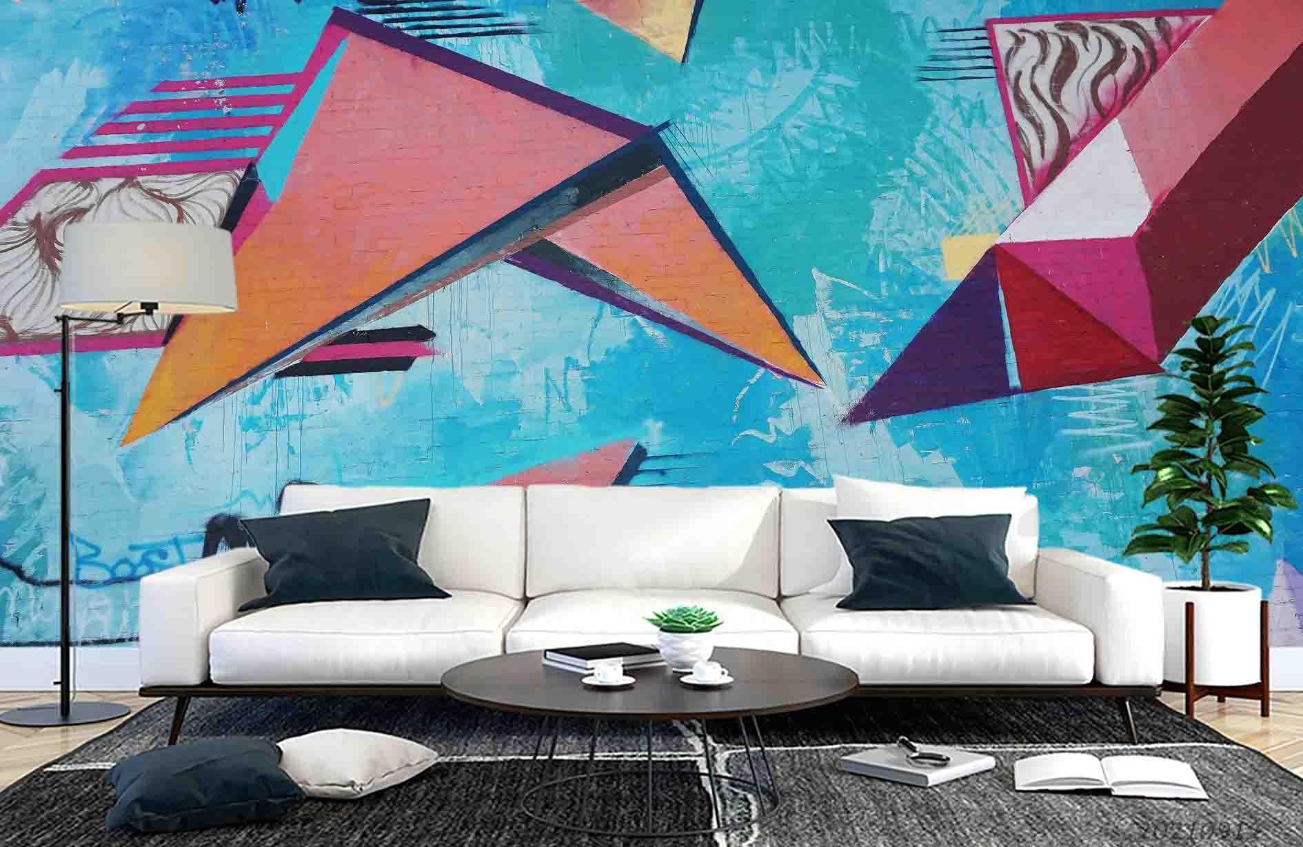 3D Abstract Street Graffiti Wall Mural Wallpaper LQH 359- Jess Art Decoration