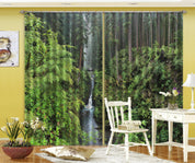 3D Landscape Mountain Forest Waterfall River Bridge Curtains and Drapes GD 4933- Jess Art Decoration