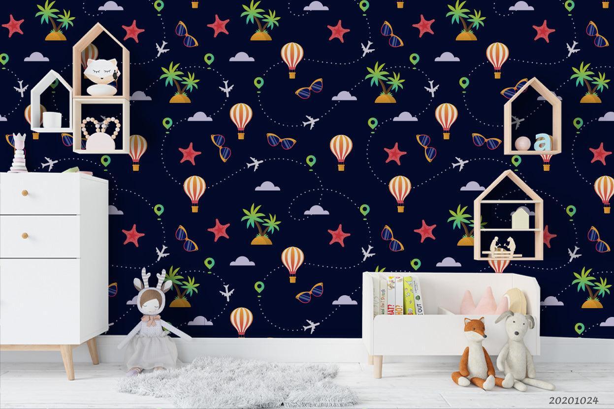3D Plane Hot Air Balloon Wall Mural Wallpaper WJ 6828- Jess Art Decoration