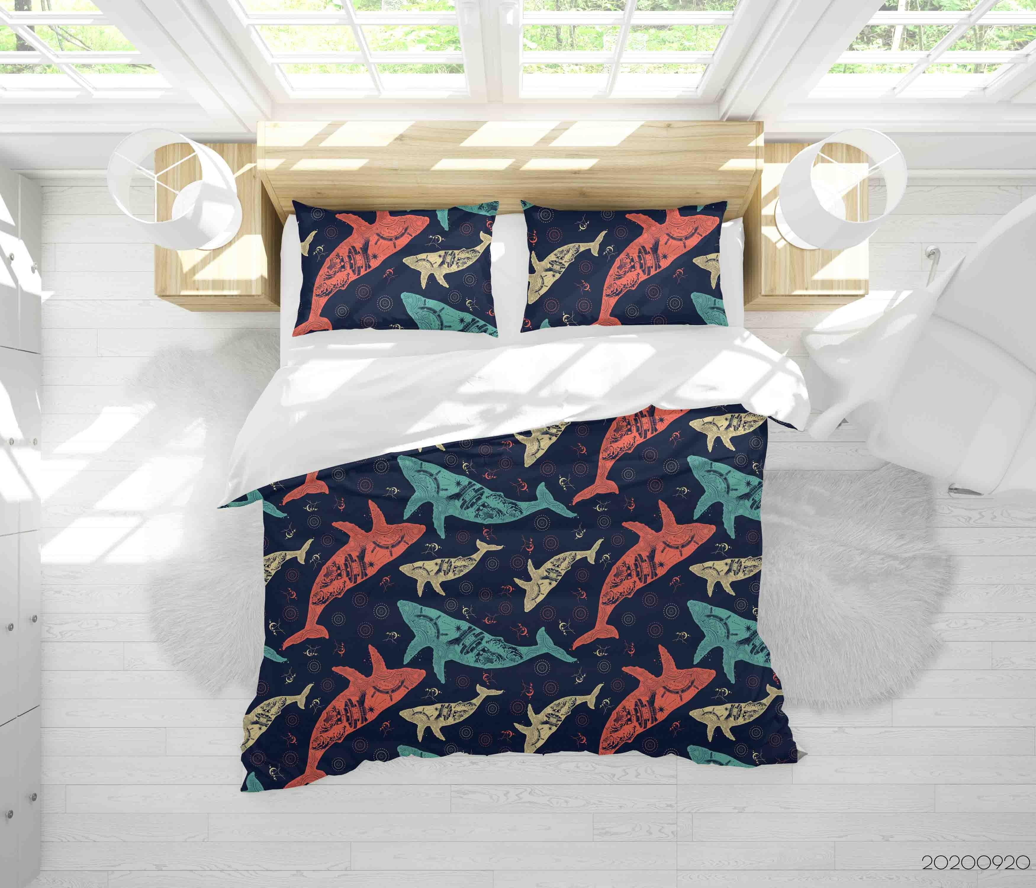 3D Whale  Animal Pattern Quilt Cover Set Bedding Set Duvet Cover Pillowcases WJ 9228- Jess Art Decoration