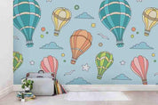 3D Blue Hot Air Balloon Wall Mural Wallpaper SF87- Jess Art Decoration