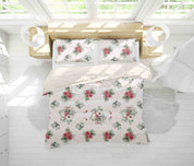 3D White Red Floral Quilt Cover Set Bedding Set Pillowcases 33- Jess Art Decoration