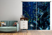 3D Blue Underwater World Fish Reef Curtains and Drapes GD 428- Jess Art Decoration