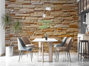 3D Warm Stacked Stone warm stacked stone wall wall mural wallpaper for dining room
