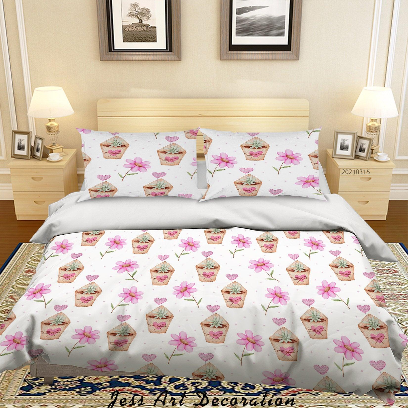 3D Cartoon Pink Bouquet Floral Quilt Cover Set Bedding Set Duvet Cover Pillowcases 120- Jess Art Decoration