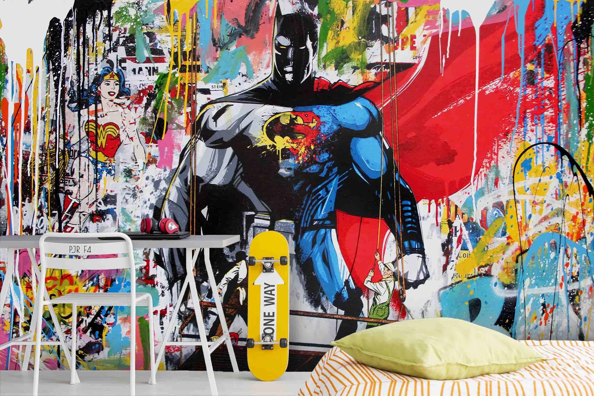 3D Graffiti Hero graffiti superhero character mural wall mural wallpaper for teen room
