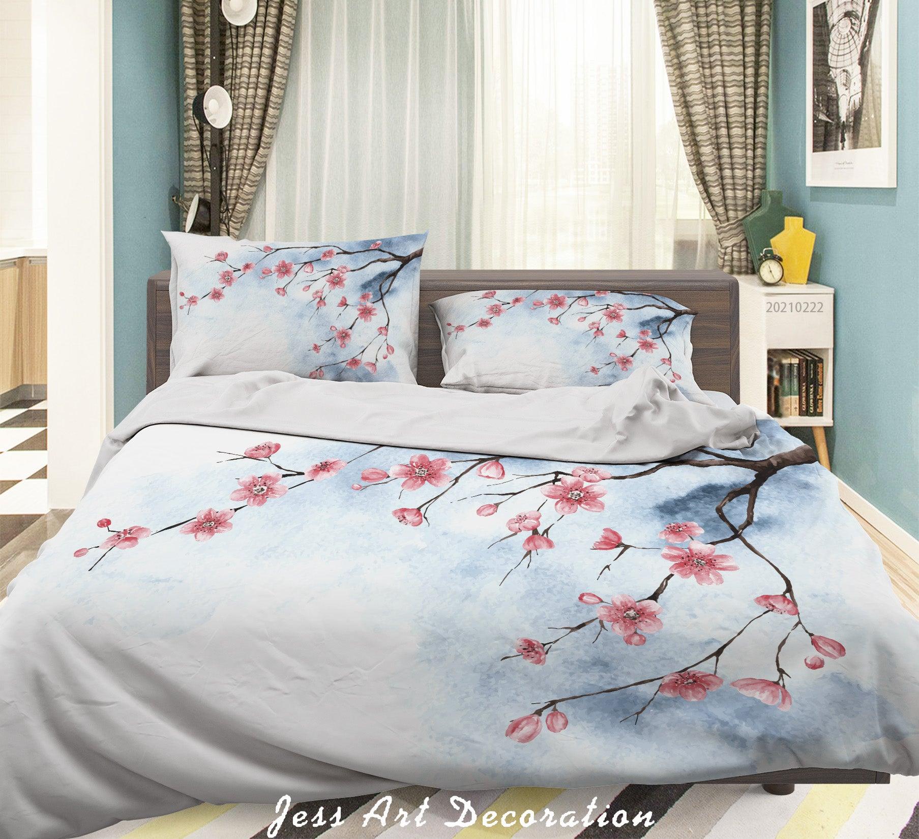 3D Hand Drawn Peach Blossom Quilt Cover Set Bedding Set Duvet Cover Pillowcases 161- Jess Art Decoration