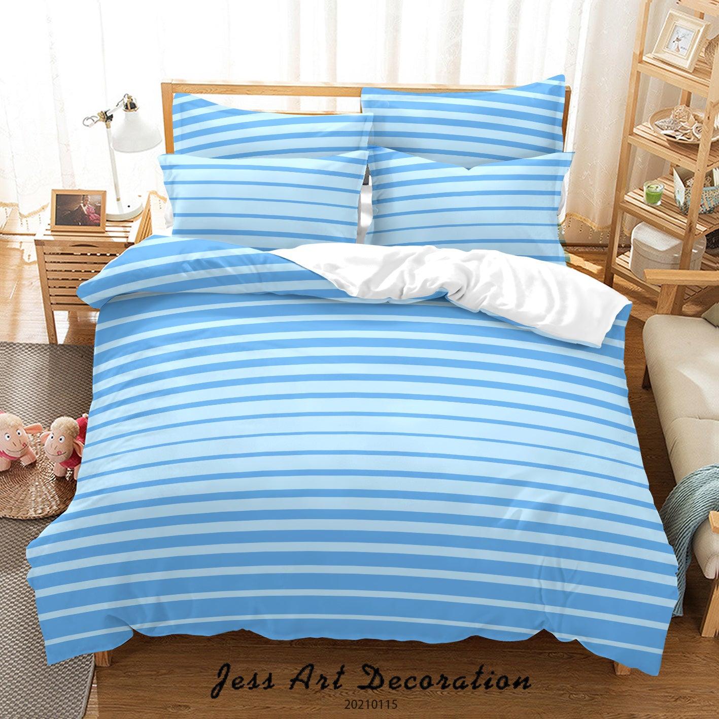 3D Abstract Blue Geometric Stripes Quilt Cover Set Bedding Set Duvet Cover Pillowcases 80- Jess Art Decoration