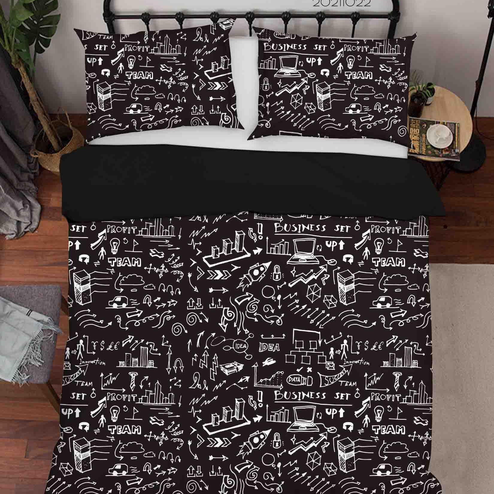 3D Abstract Funny Illustration Black Graffiti Quilt Cover Set Bedding Set Duvet Cover Pillowcases 23- Jess Art Decoration