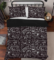 3D Abstract Funny Illustration Black Graffiti Quilt Cover Set Bedding Set Duvet Cover Pillowcases 23- Jess Art Decoration