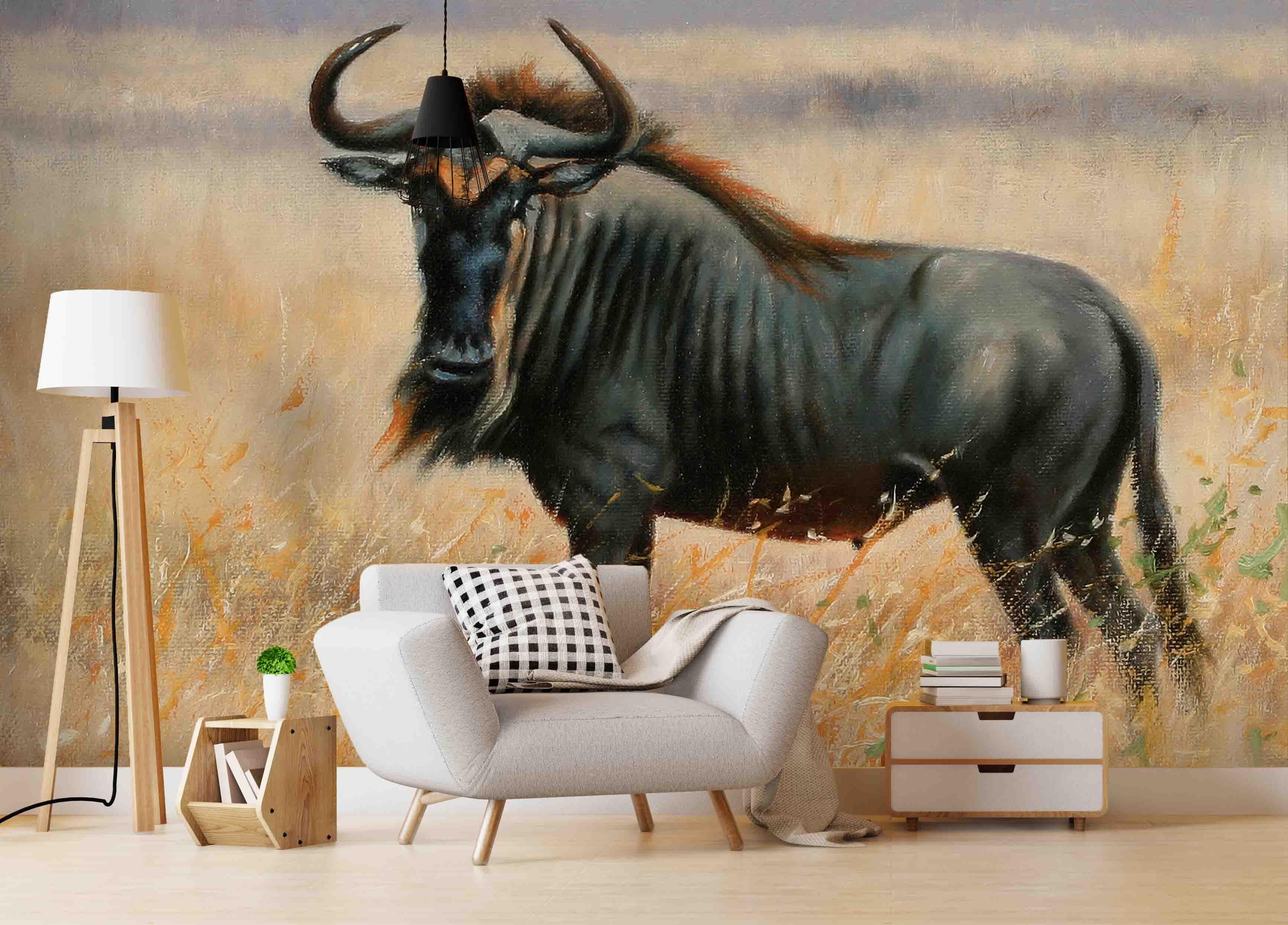 3D African Steppe Buffalo Wall Mural Wallpaper 36- Jess Art Decoration