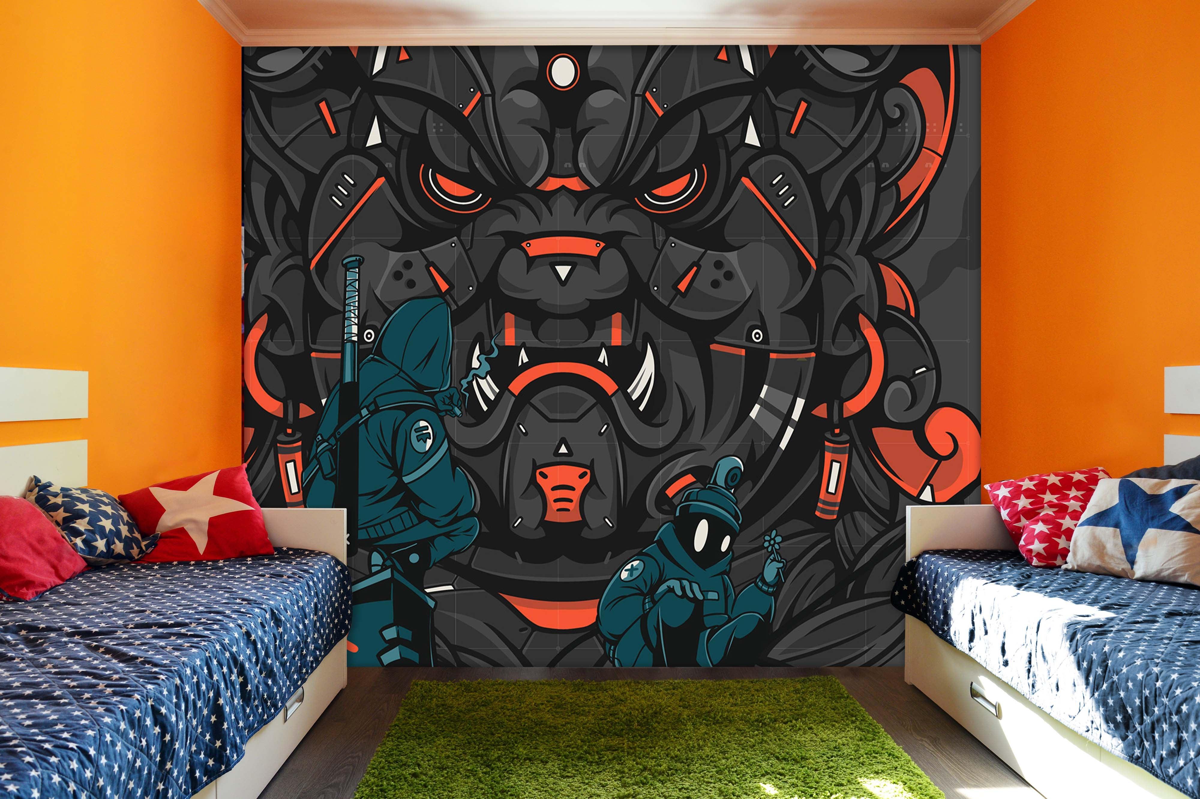 3D Black Monster Wall Mural Wallpaper B54- Jess Art Decoration