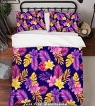 3D Purple Flowers Leaves Quilt Cover Set Bedding Set Pillowcases 147- Jess Art Decoration