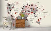 3D Cartoon World Map Wall Mural Wallpaper SF138- Jess Art Decoration
